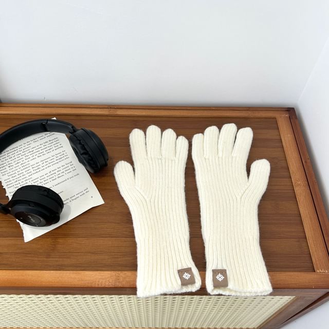 Ribbed Plain Knit Gloves