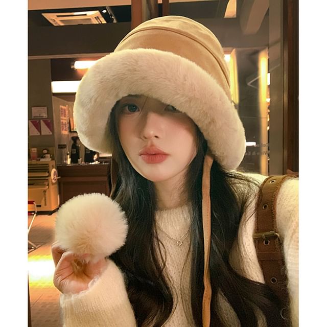 Faux Shearling Pom Hat