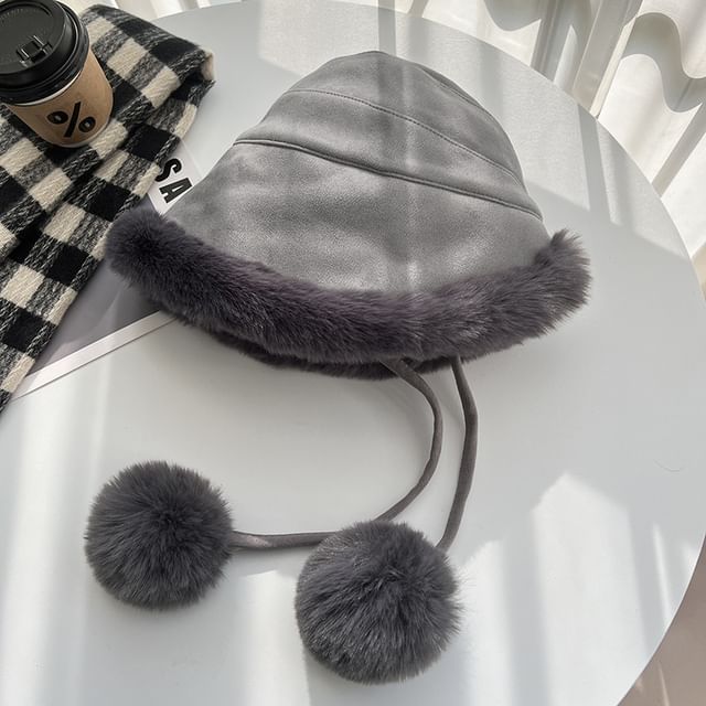 Faux Shearling Pom Hat