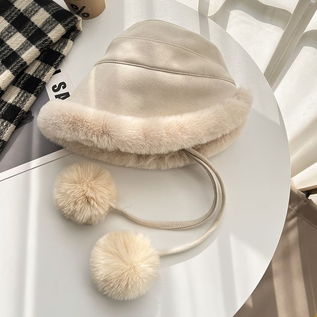 Faux Shearling Pom Hat