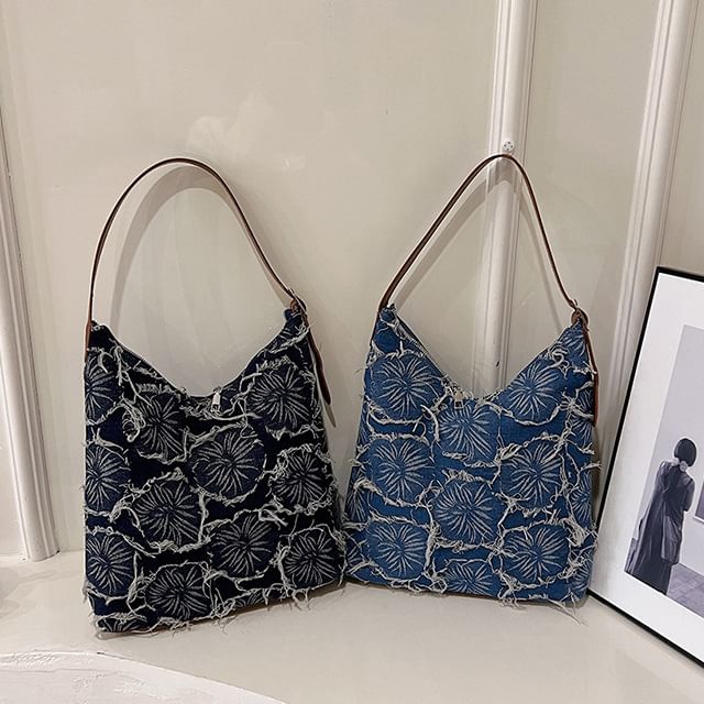 Denim Bag Tote Floral