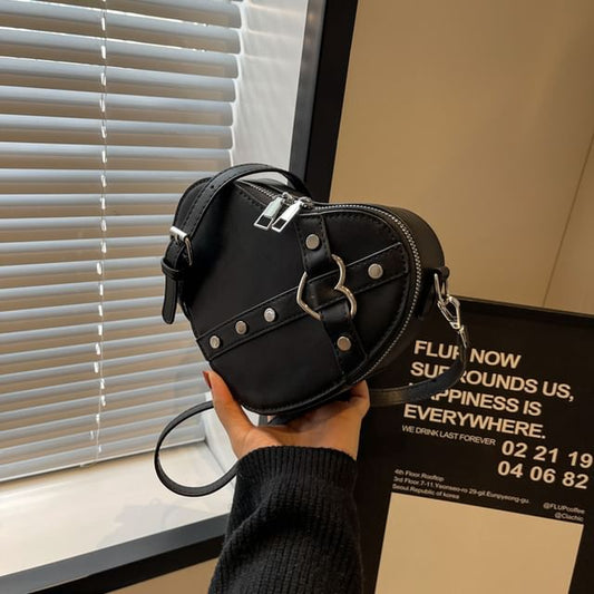 Heart Leather Faux Crossbody Bag