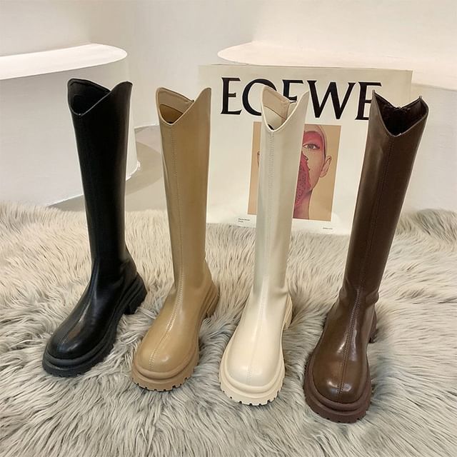 Platform Boots Plain Tall