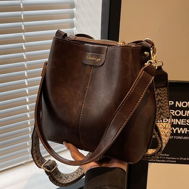 Bucket Leather Faux Bag