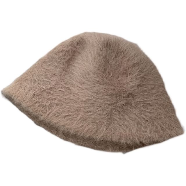 Fluffy Bucket Plain Hat