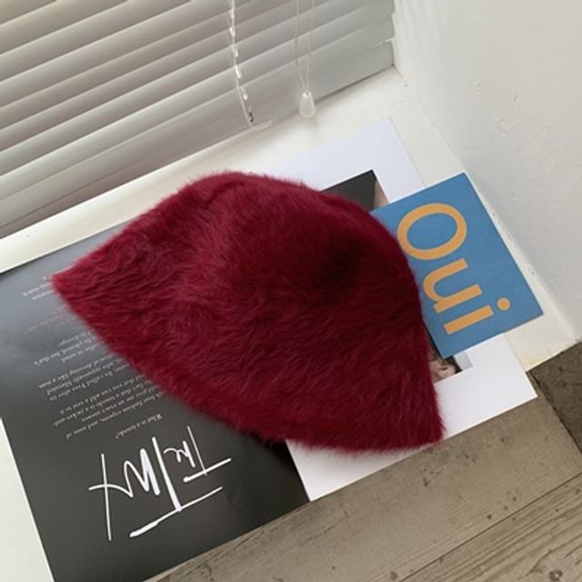 Fluffy Bucket Plain Hat