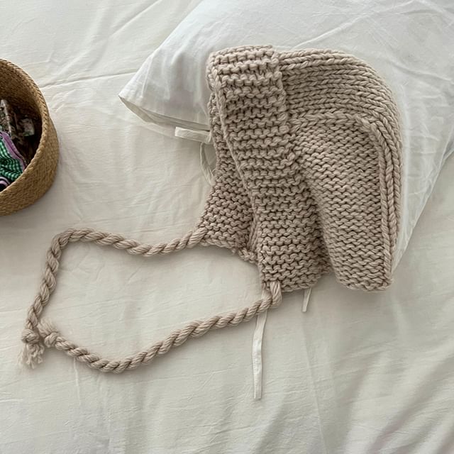 Plain Earflap Knit Hat