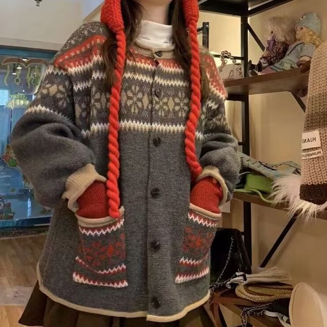 Cardigan Button-Up Crewneck Pattern