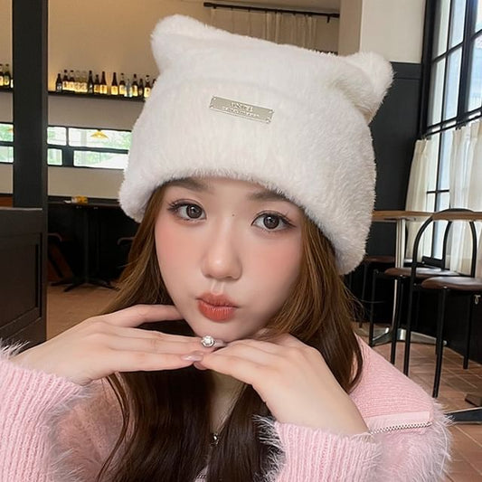 Ear Metal Hat Cat Plate Chenille