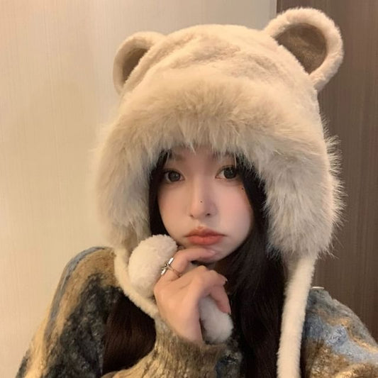 Bear Chenille Trapper Hat Ear