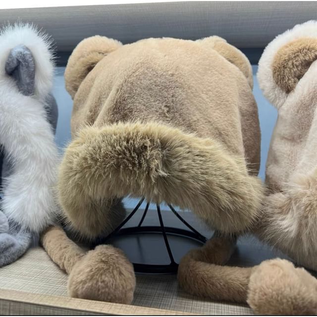 Bear Chenille Trapper Hat Ear