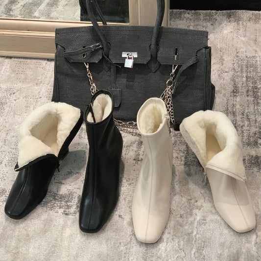 Heel High Short Lined Fleece Boots