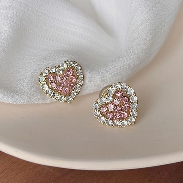 Heart Rhinestone Ear Alloy Cuff