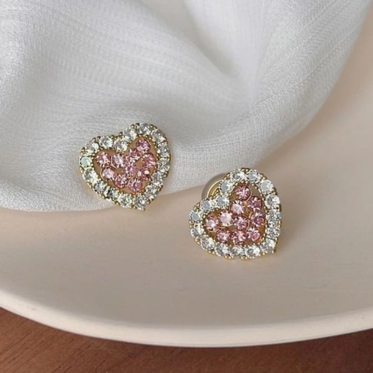 Heart Rhinestone Ear Alloy Cuff