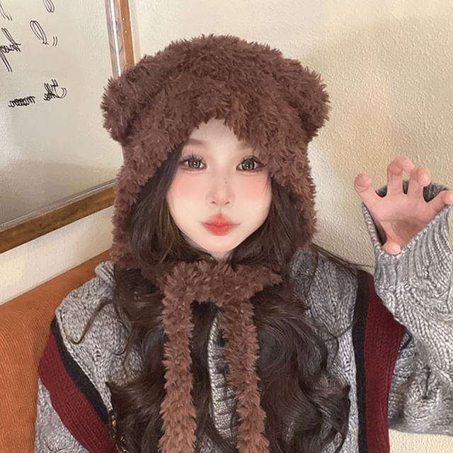 Hat Earflap Bear Fluffy Ear