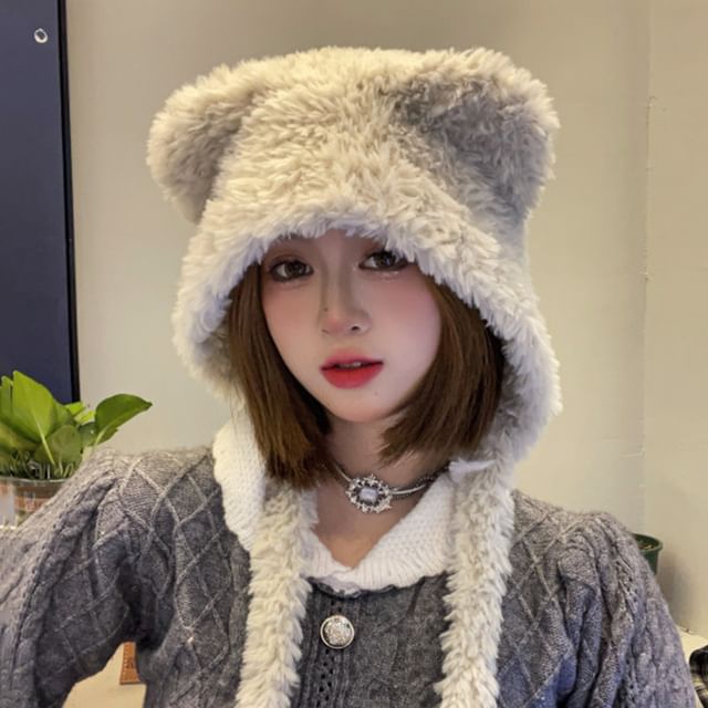 Hat Earflap Bear Fluffy Ear