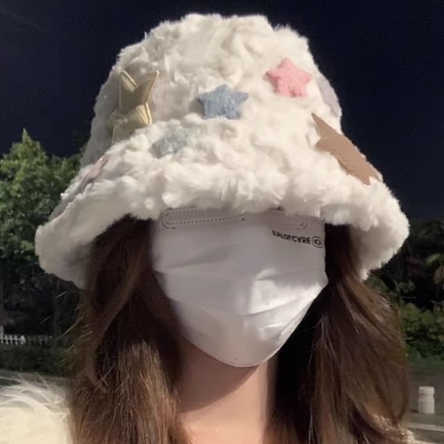 Hat Bucket Fleece Star Applique