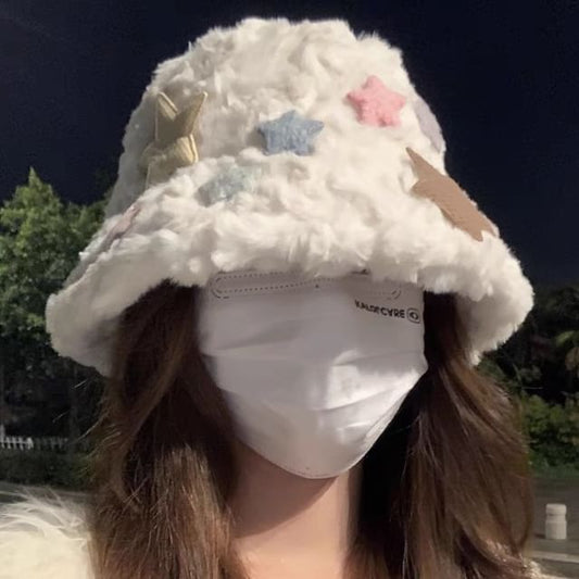 Hat Bucket Fleece Star Applique