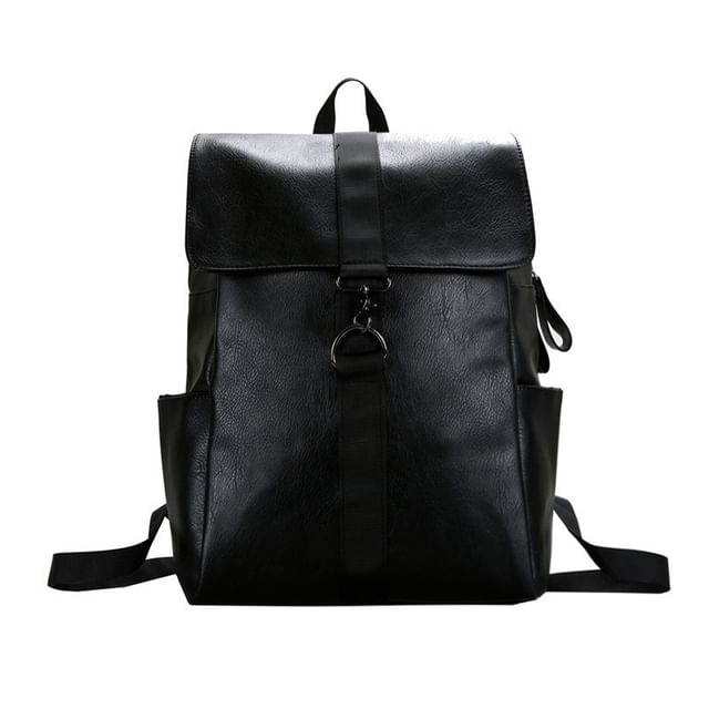 Leather Flap Backpack Faux
