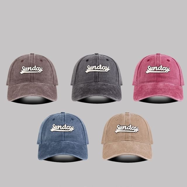 Embroidered Letter Cap Washed