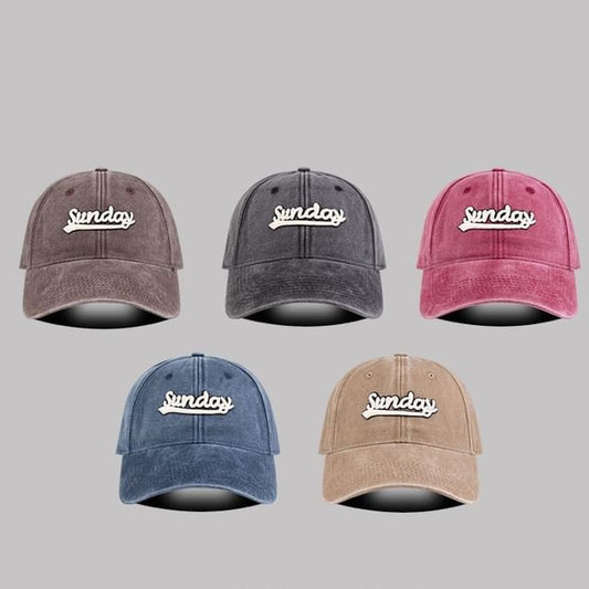 Embroidered Letter Cap Washed