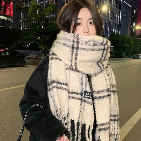 Tasseled Plaid Scarf