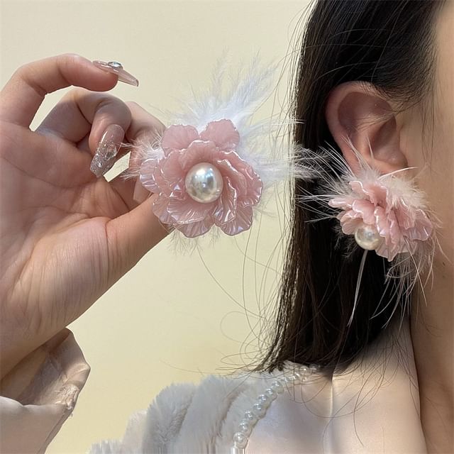 Drop Floral Frayed Earring