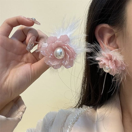 Drop Floral Frayed Earring