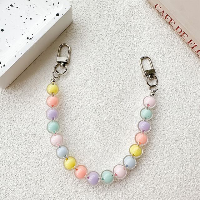 Bead Heart Phone / Pearl Strap Faux