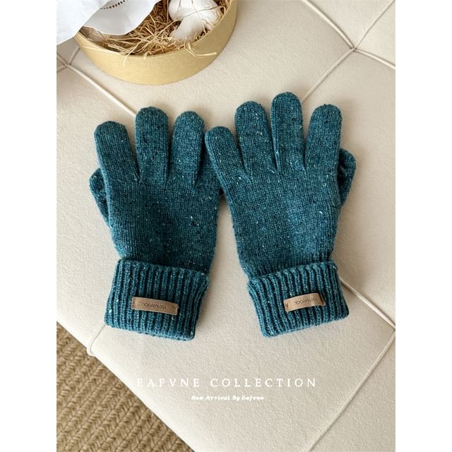 Applique Knit Wool Lettering Gloves Touchscreen