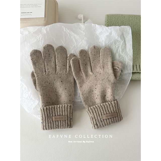 Applique Knit Wool Lettering Gloves Touchscreen