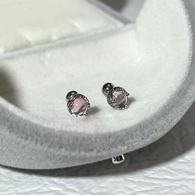 Gemstone Silver Faux Earring Sterling Barbell