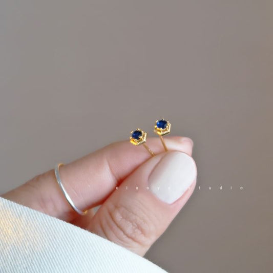 Stud Rhinestone Earring Silver Sterling