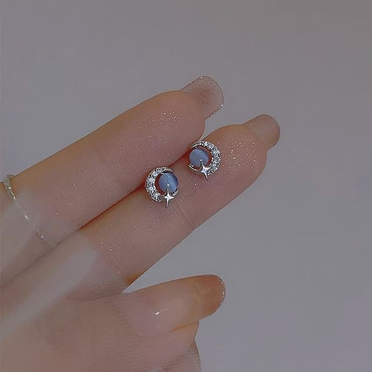 Earring Sterling Silver Stud Moon