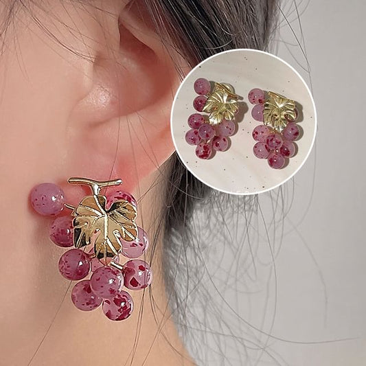 Clip-On Drop Grape Earring Gemstone