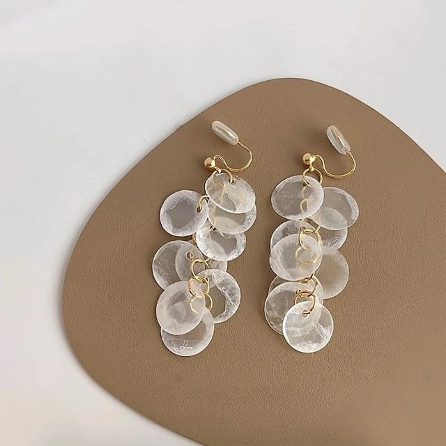 Shell Fringed Clip-On Earring Drop