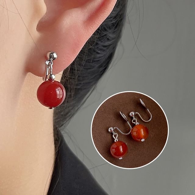 Clip-On Earring Drop Gemstone