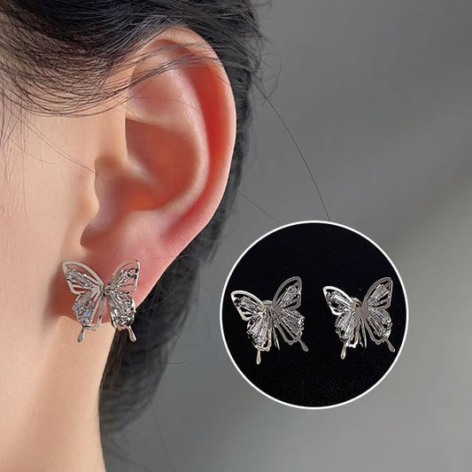 Rhinestone Earring Butterfly Clip-On