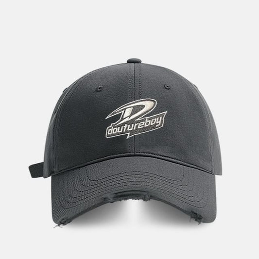 Lettering Embroidered Distressed Cap Baseball