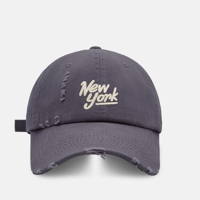 Distressed Cap Embroidered Lettering Baseball