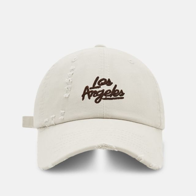 Distressed Cap Baseball Embroidered Lettering