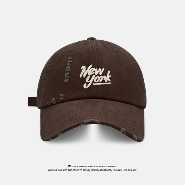 Distressed Cap Embroidered Lettering Baseball