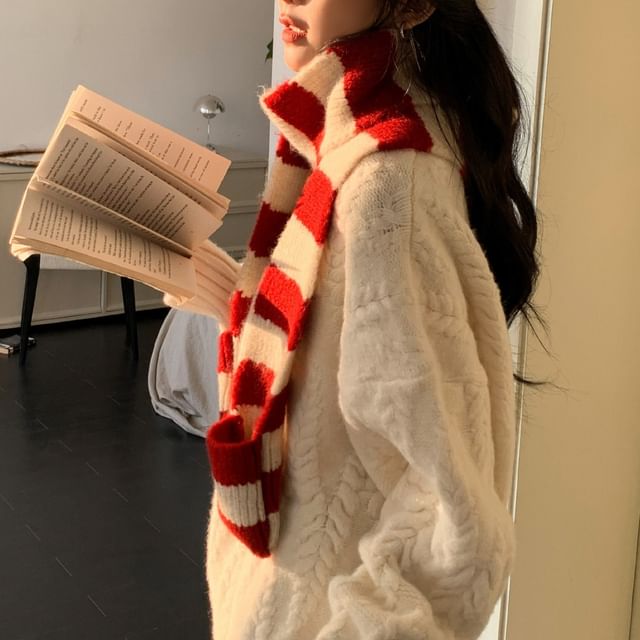 Light Striped Knit Scarf