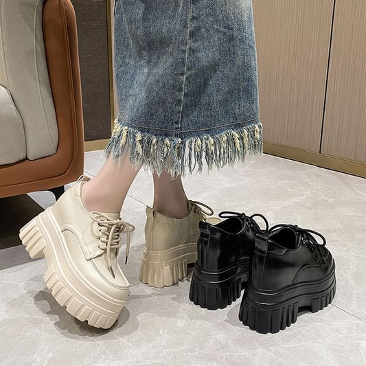 Platform Chunky Heel Shoes Derby Lace-Up