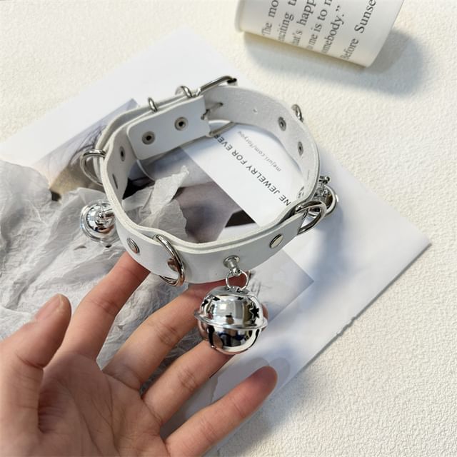 Leash Faux Bell Choker Leather /