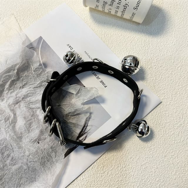 Leash Faux Bell Choker Leather /