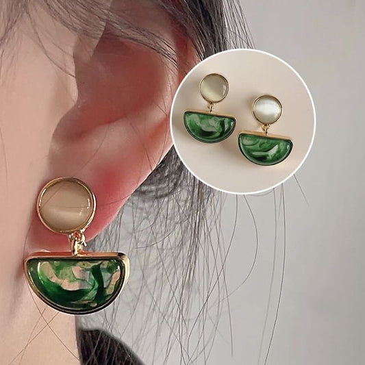 Geometric Faux Earring Gemstone Alloy Drop