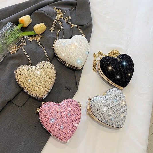 Crossbody Bag Heart Rhinestone