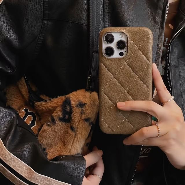 Quilted Leather Faux Case Phone