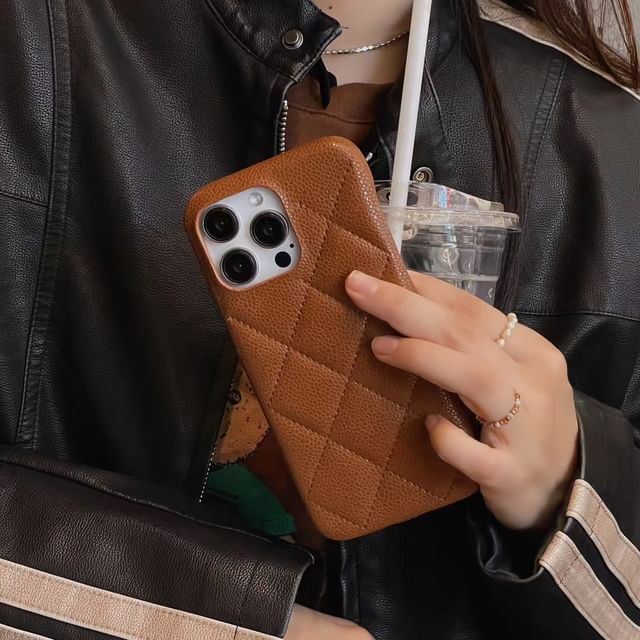 Quilted Leather Faux Case Phone